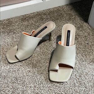 French Connection Cream Open-Toe Mules